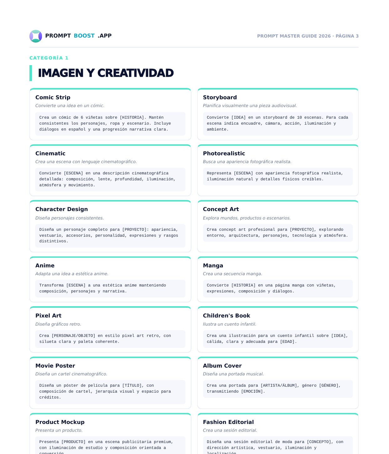 Página real: categoría Imagen y creatividad